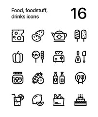 Food, foodstuff, drinks icons for web and mobile design pack 2