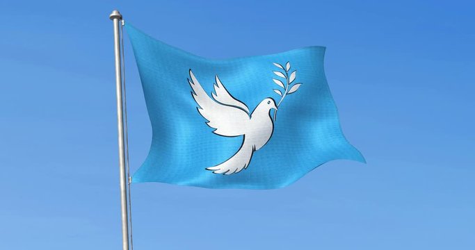 Drapeau symbole de paix flottant dans le vent (4k)
