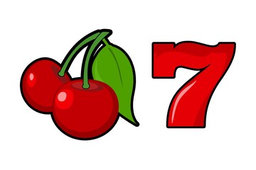 Naklejka premium Lucky Slot Cherry and Seven