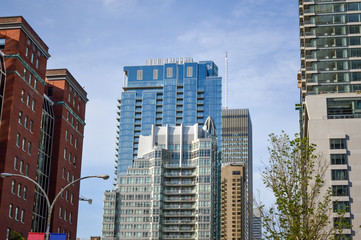 Condo buildings and skyscrapers in downtown Montreal