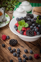 Mix of berries in a bowl.