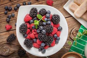 Mix of berries in a bowl.