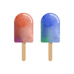 Colorful watercolor texture vector popsicle ice cream sweet summer dessert