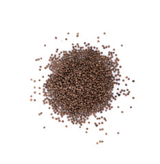 Perilla herb seed on white background. top view