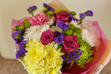 Bouquet of fresh flowers. Colorful flower