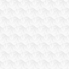 Neutral white texture. Abstract stylized floral background with 3d folded paped effect. Vector seamless repeating pattern.