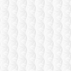 Neutral white texture. Abstract stylized floral background with 3d folded paped effect. Vector seamless repeating pattern.