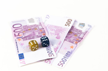 Euro notes and dice
