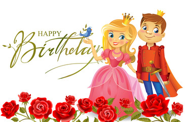 Happy Birthday, Princess and Prince, greeting card.