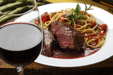 Filet mignon red wine sauce