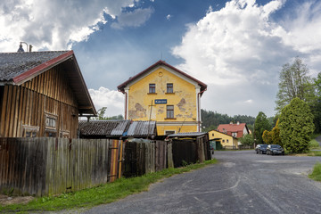 Old disused railway station in the village of Kacov, Czech Republic