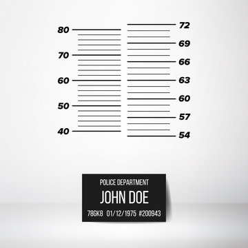 Police Wall Lineup Metrical Imperial. Prison Background Template. Vector Illustration
