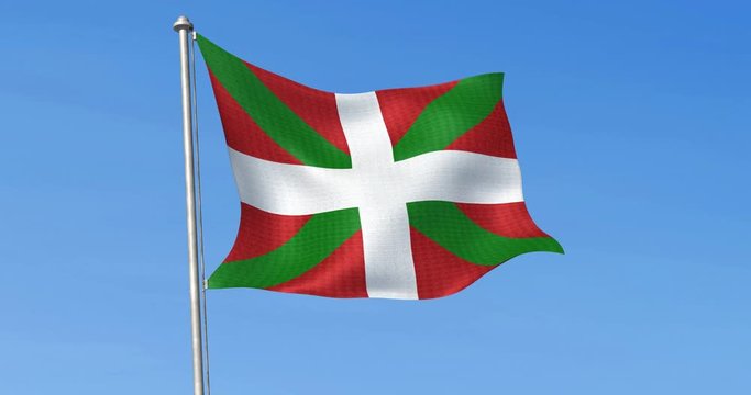Drapeau du Pays Basque flottant dans le vent (4k)