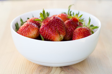 Strawberry in the white bowl
