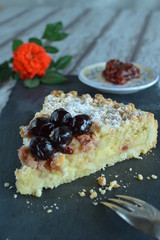 Cake with cherry jam
