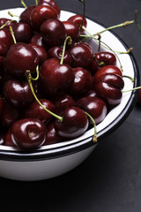 Cherry in a plate close up.