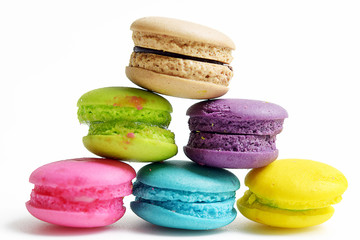 Macaroons on white background