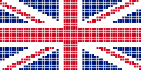 Пиксельный флаг Великобритании. Абстрактная векторная иллюстрация.