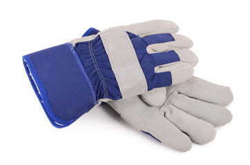 Working mens gloves on white background