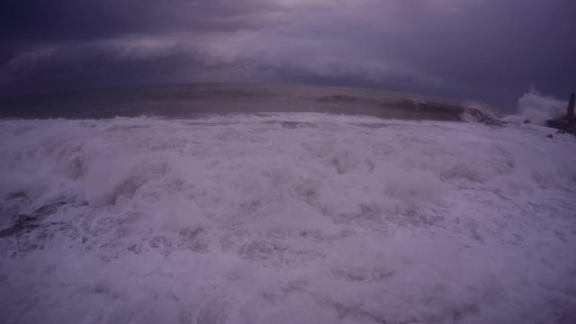 Shock Wave Bump Into Sea-Front Close up