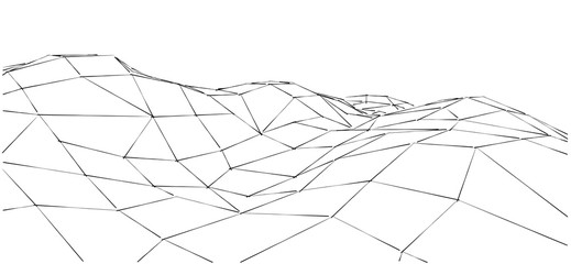 Abstract wireframe background. 3D low polygonal illustration for design. Wave motion shape. 