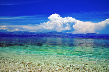 Fototapeta na wymiar Adriatic sea coastline of Makarska beach
