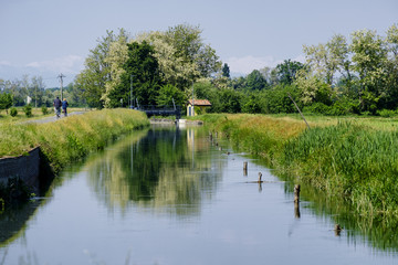 Bicycle lane along the Naviglio of Bereguardo (Italy)