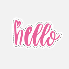 Hand drawn hello word isolated vector illustration in patch style. © Oksana Stepova