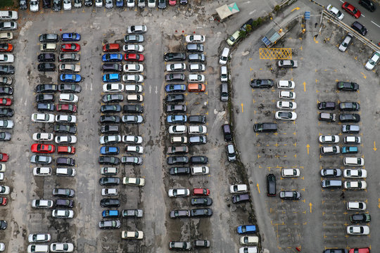 Congested parking lot in an open space car park