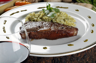 Risotto with meat and red wine