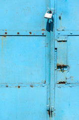 Old blue metal door texture for background