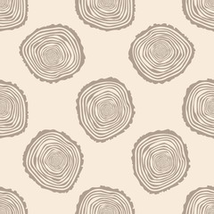 Tree Rings Seamless Vector Pattern. Saw cut tree trunk background. Vector Illustration.