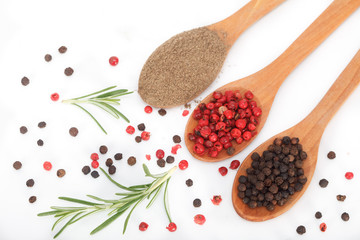 Black and red pepper prevent cancer. Healthy food ingridients. top view.