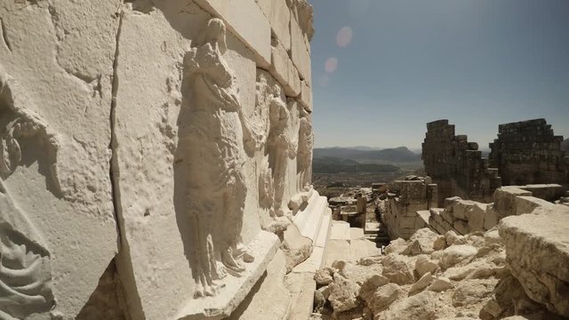 Relief Modellings on Heroum Shrine Dedicated to Ancient or Roman Hero Ancient Ruins of Sagalassos Panorama