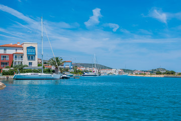 Alacati, Izmir, Turkey - View on Marina on bright sunny day