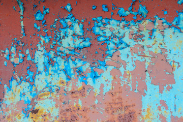 Flaking paint on on old metal surface. Old metal texture for background