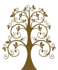 Fototapeta na wymiar Gold decoration element in the form of a tree. Gold vintage Pattern.