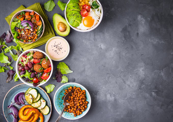 Buddha bowl salads background