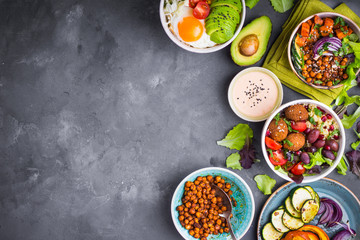 Buddha bowl salads background