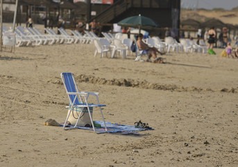 Beach chair on the beach