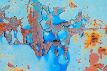 Flaking paint on on old metal surface. Old metal texture for background