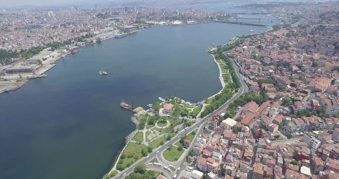 Aerial view of Istanbul bosphorus and city