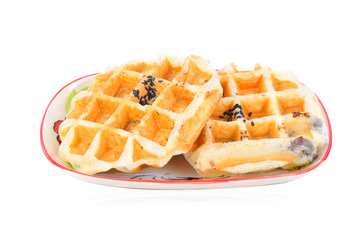 Waffles filled with red bean on a White Background