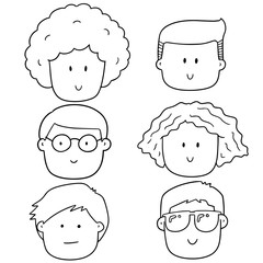 vector set of cartoon face