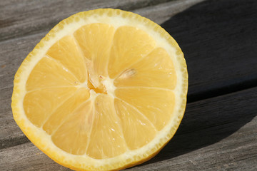 lemon on wooden table