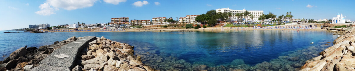 Fototapeta premium panorama beach coast landscape mediterranean sea Cyprus island