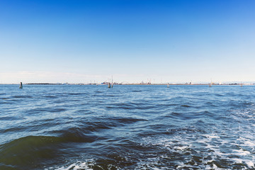 Venice, Veneto / Italy- May 20, 2017: Views of the sea on the east shore of the island of venice