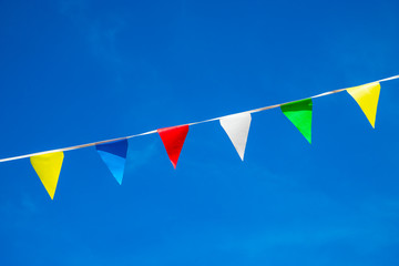 Small color flags in the wind