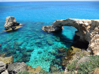 rocky coast landscape mediterranean sea Cyprus island