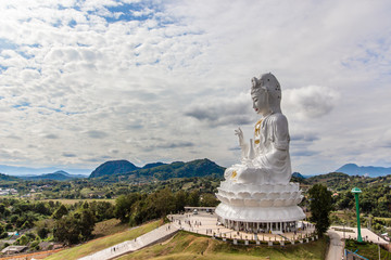 The famous Guan Yin on mountain temple in Thailand, big Guan Yin and most people pray for blessings every day © mdtri